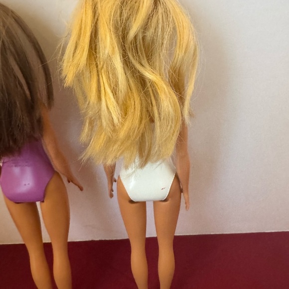 Lot of 2 Barbie dolls w Painted On Swimsuits  - Swimming Pool, Beach, Bath Toys - Picture 9 of 10